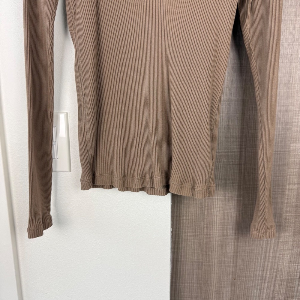 James‎ Perse Sable Brown Ribbed Polo Long Sleeve Top Split Neck Large - Picture 7 of 13